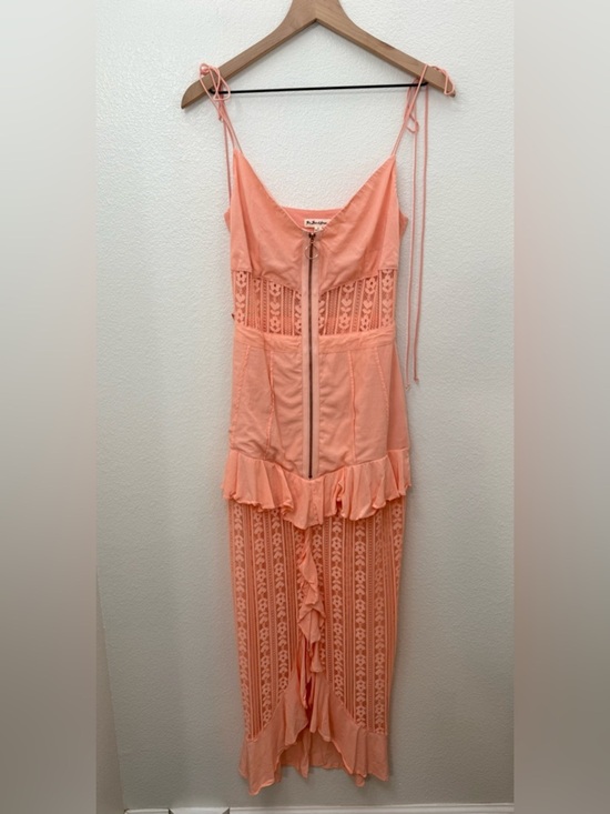 For Love And Lemons Dresses & Skirts - For Love & Lemons Peach Lovebird Lace Midi Dress Small
